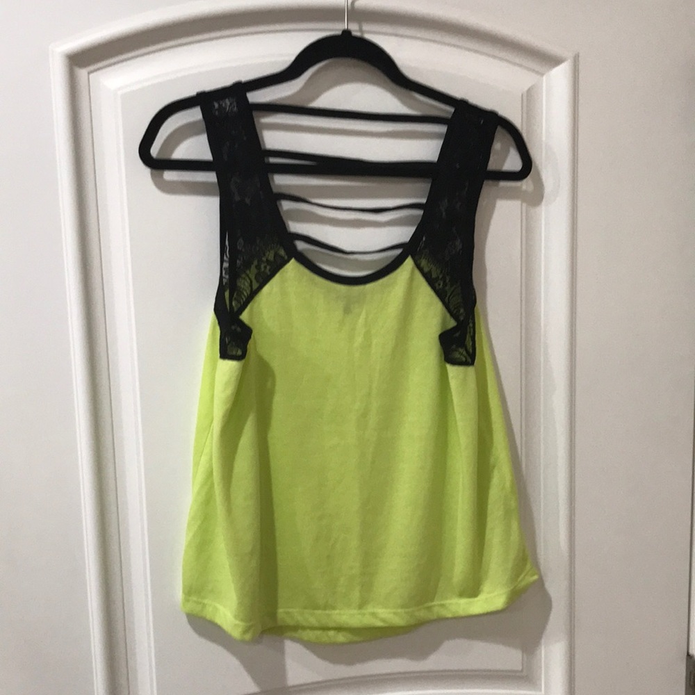 Cool wear lime green with lace stripes top size XL